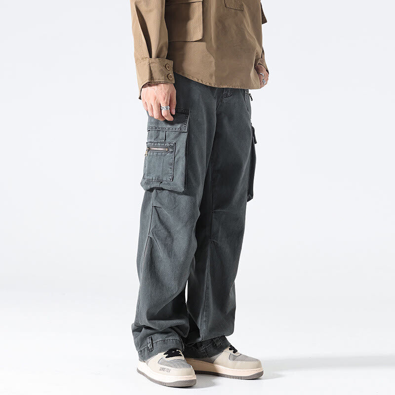 Men's Casual Large Pocket Straight Leg Pants