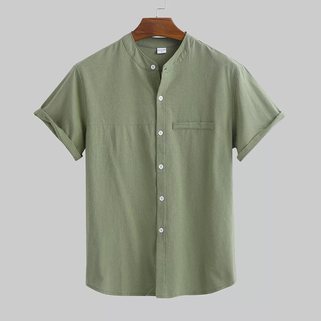 Men's Linen Stand Collar Loose Shirts