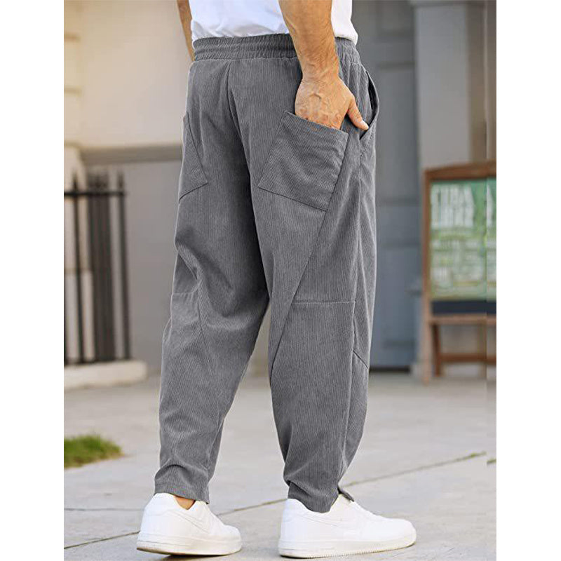 Men's Vintage Corduroy Drawstring Waist Harem Pants