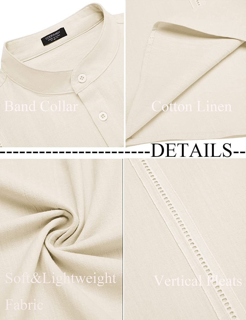 8-Pack Men's Cotton Linen Henley Shirt Short Sleeve Cuban Shirt Hippie Casual Beach Band Collar T Shirts💖Buy two packs for free shipping💖