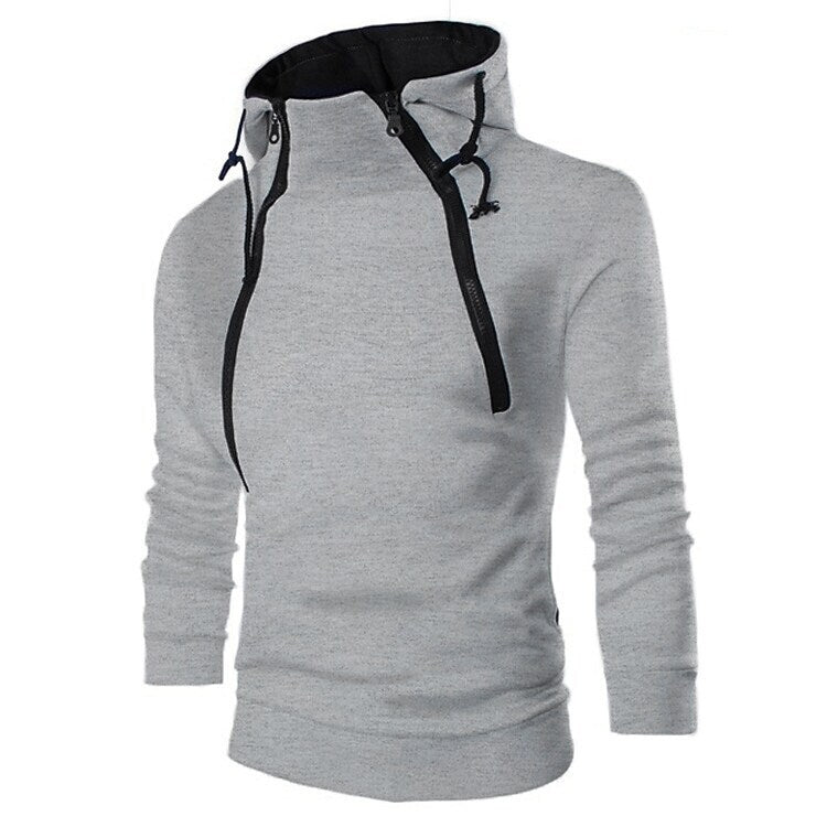 Men's Stand Collar Solid Color Zip Hoodies Sweatshirts