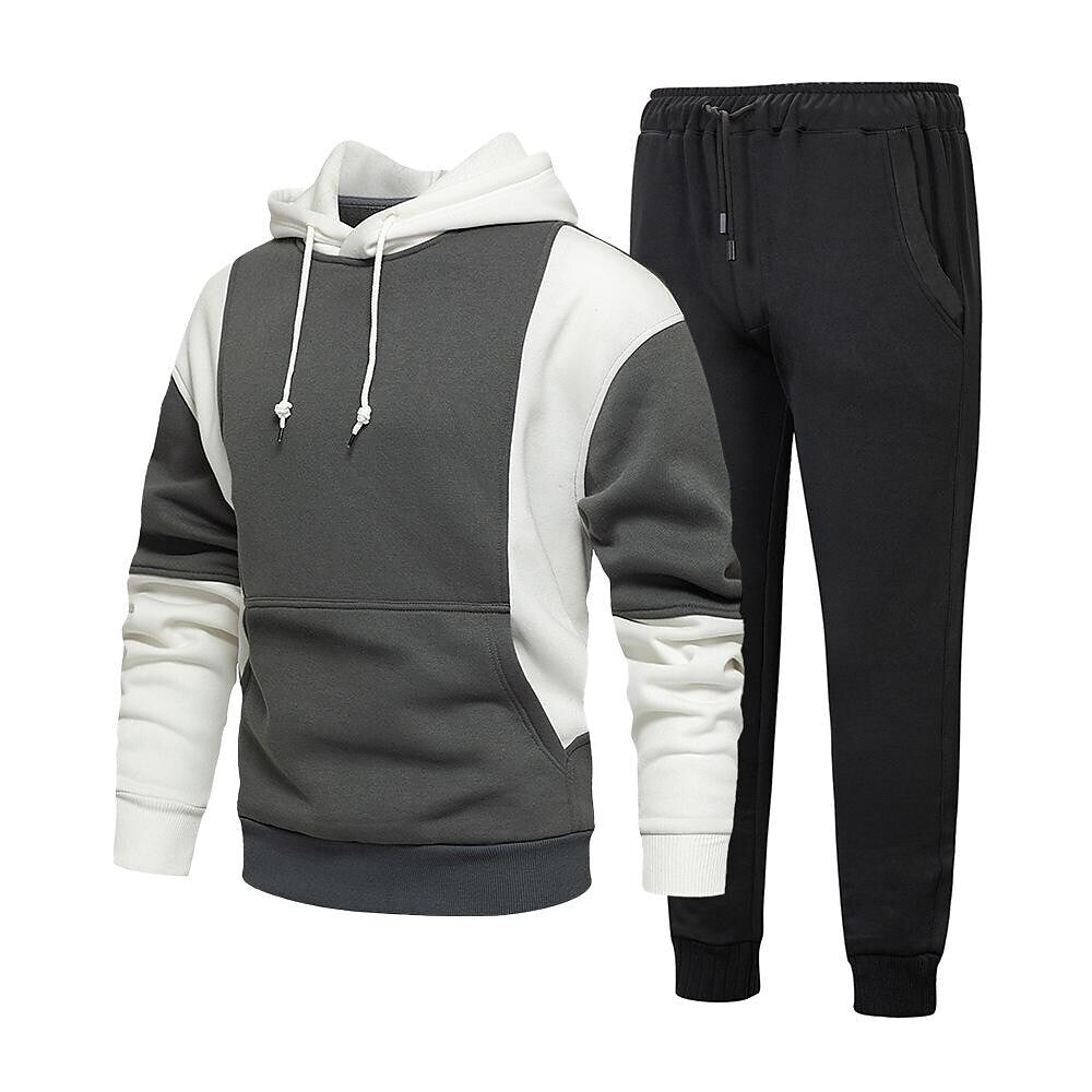 Men's Color Block Casual Long-sleeved Hoodie Tracksuit