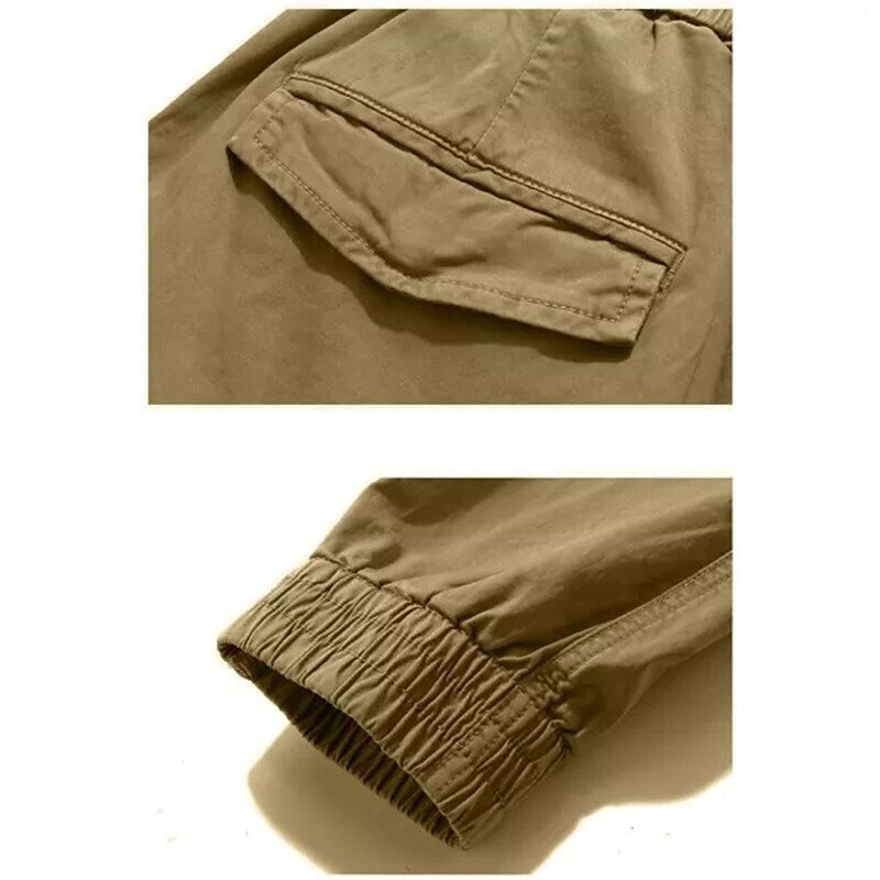 Men's Elastic Waist Drawstring Multi-Pocket Cargo Pants