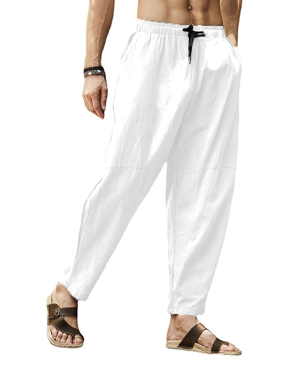 Men's Drawstring Patchwork Multiple Pockets Pants Casual Athleisure Micro-elastic Breathable Quick Dry Loose White Black Green Gray Khaki M L XL XXL XXXL / Winter / Lightweight / Fall / Winter