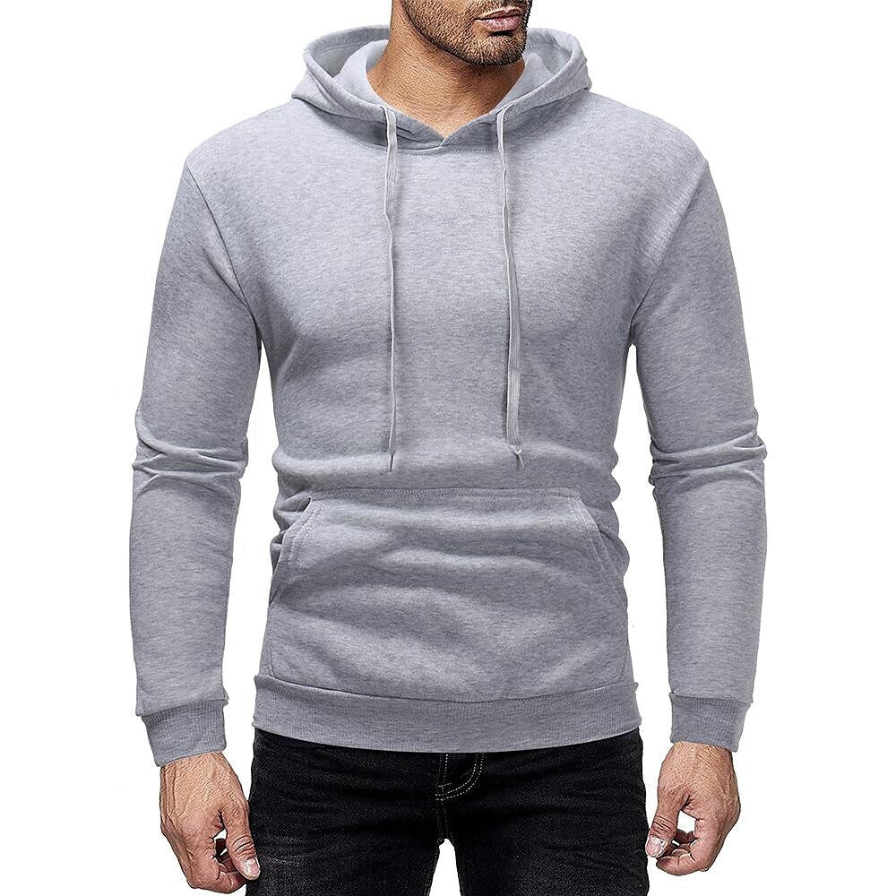 Men's Basic Solid Color Pullover Hooded Sweatershirt