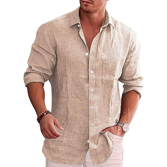 Men's Linen Long Sleeve Casual Shirts