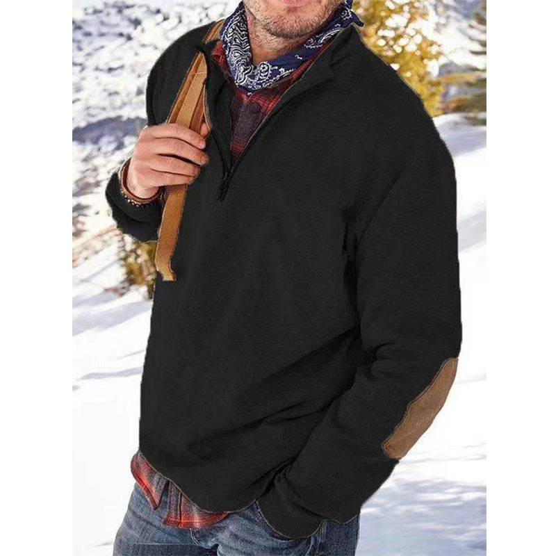 Men's Outdoor Half Zip Long Sleeve Stand Collar Sweatshirt