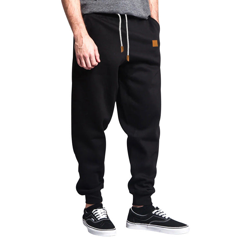Men's Solid Color Drawstring Waist Fleece Sweatpants