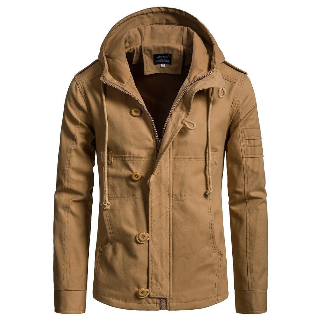Men's Outdoor Washed Hooded Cotton Jacket