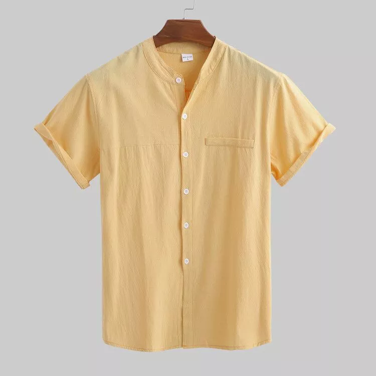 Men's Linen Stand Collar Loose Shirts