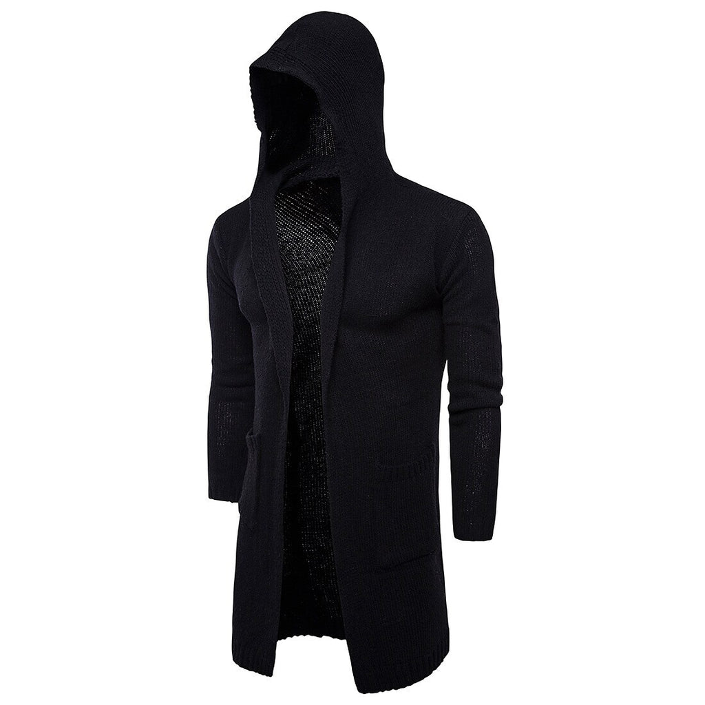 Men's Solid Color Hooded Long Sleeve Cardigans