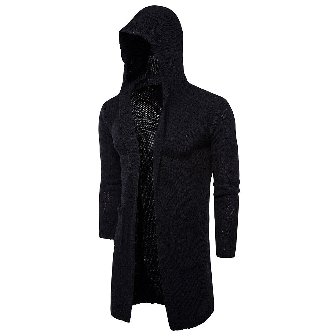 Men's Solid Color Hooded Long Sleeve Cardigans