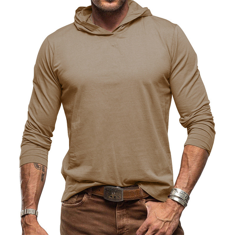 Men's Cotton Solid Color Long Sleeve Pullover Hoodie