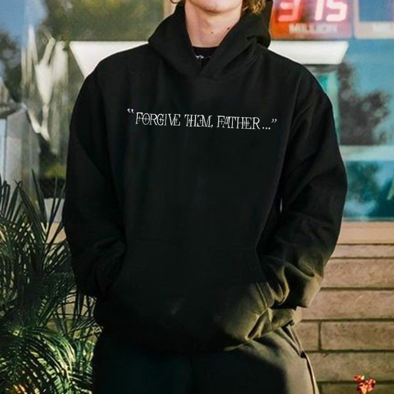 100% CottonTM️ Forgive Them,Father Bible Verses Print Long Sleeve Hoodie