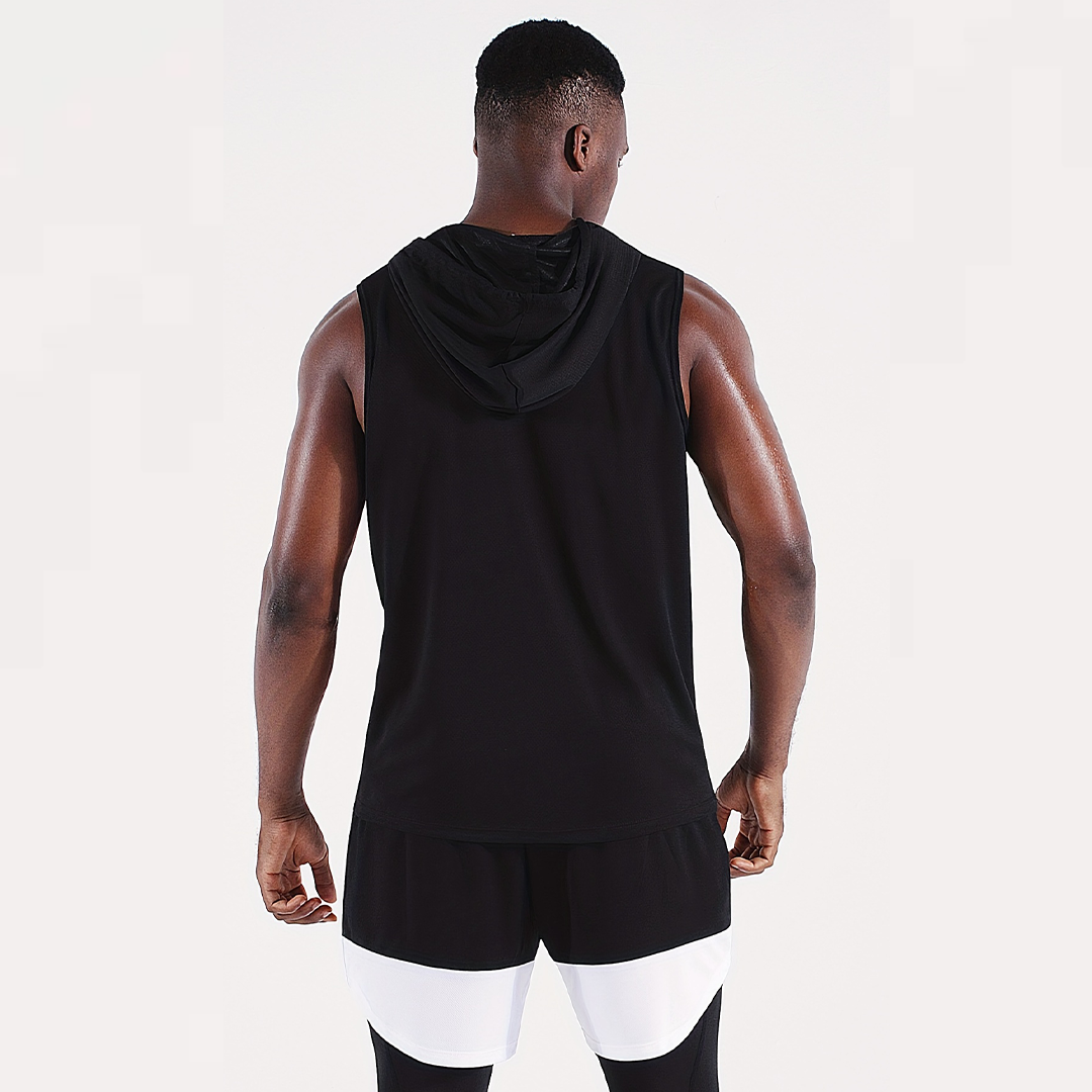 Men's Athletic Quick Dry Drawstring Sleeveless Sweatshirt