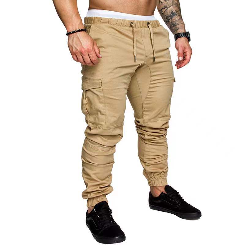 Men's Drawstring Waist Patch Pockets Detail Casual Cargo Pants
