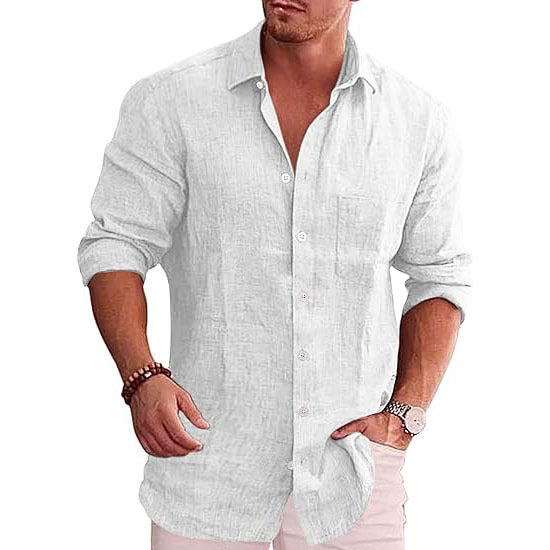 Men's Linen Long Sleeve Casual Shirts