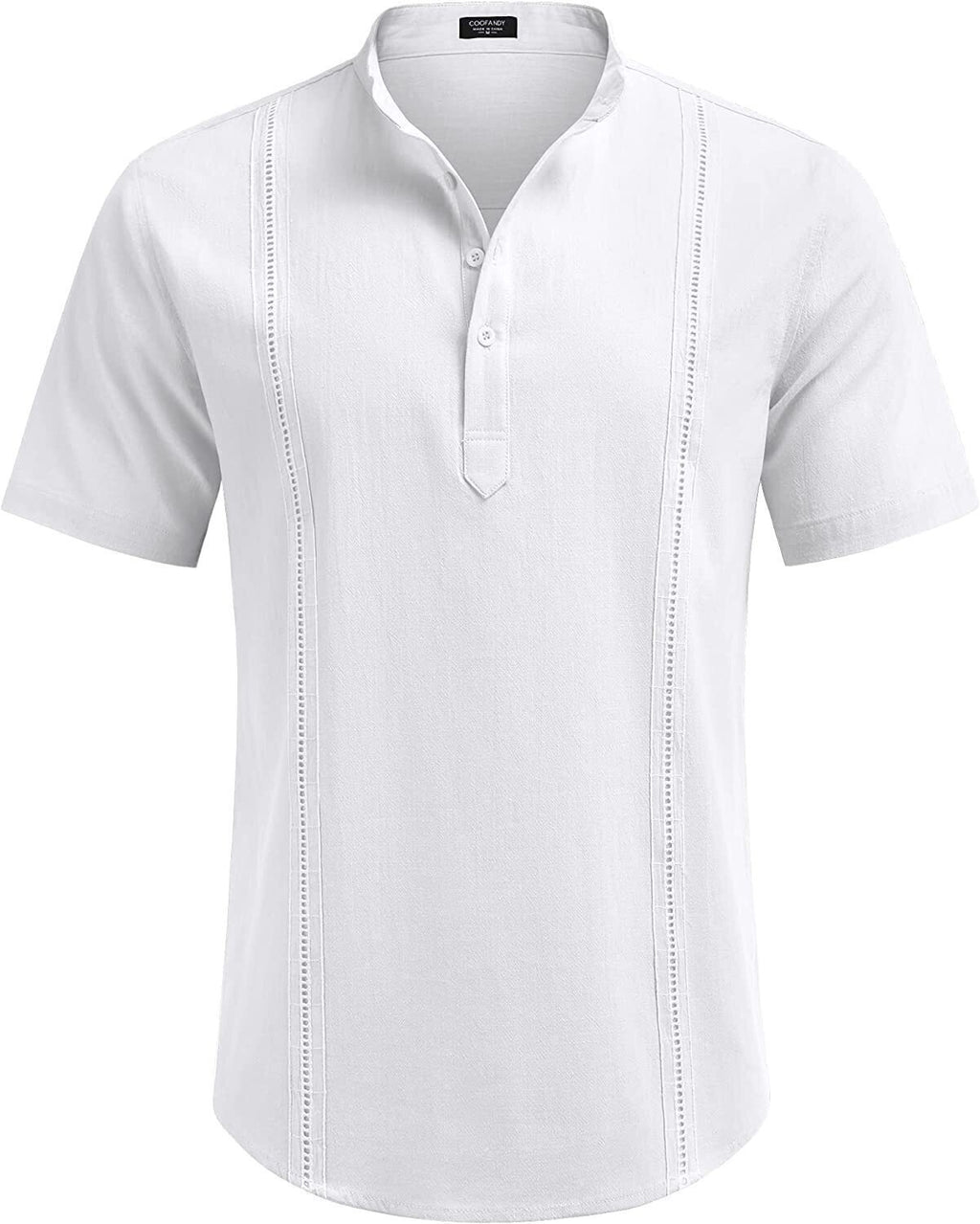 8-Pack Men's Cotton Linen Henley Shirt Short Sleeve Cuban Shirt Hippie Casual Beach Band Collar T Shirts💖Buy two packs for free shipping💖