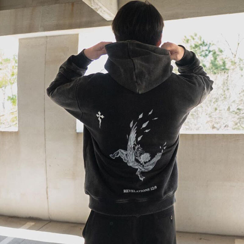 Fallen Angel Print Men's Hoodie