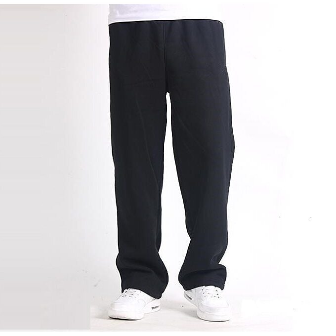 Men's Sweatpants Trousers Drawstring Elastic Waist Straight Leg Solid Color Plain Breathable Comfortable Full Length Sports Outdoor Daily Wear Cotton Blend Casual / Sporty Athleisure Wine Light Grey