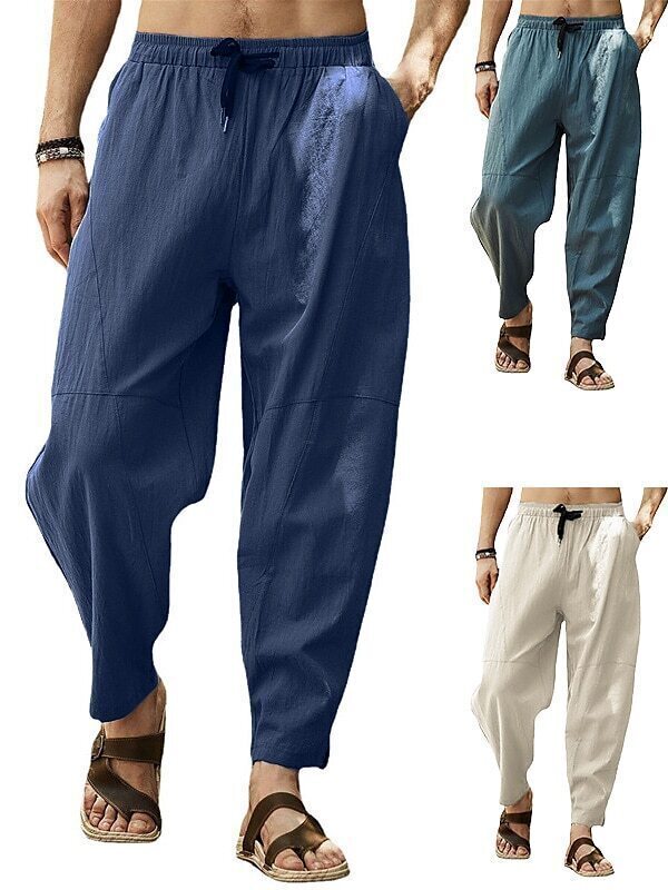 Men's Drawstring Patchwork Multiple Pockets Pants Casual Athleisure Micro-elastic Breathable Quick Dry Loose White Black Green Gray Khaki M L XL XXL XXXL / Winter / Lightweight / Fall / Winter
