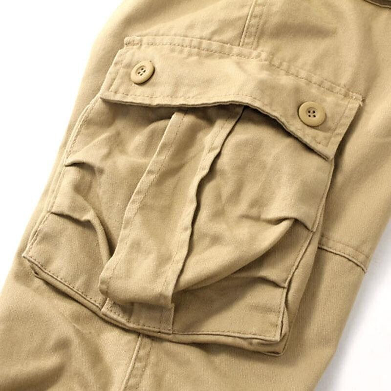 Men's Outdoor Vintage Multi Pocket Six Pockets Or Eight Pockets  Solid Color Cargo Pants (Belt Not Included)