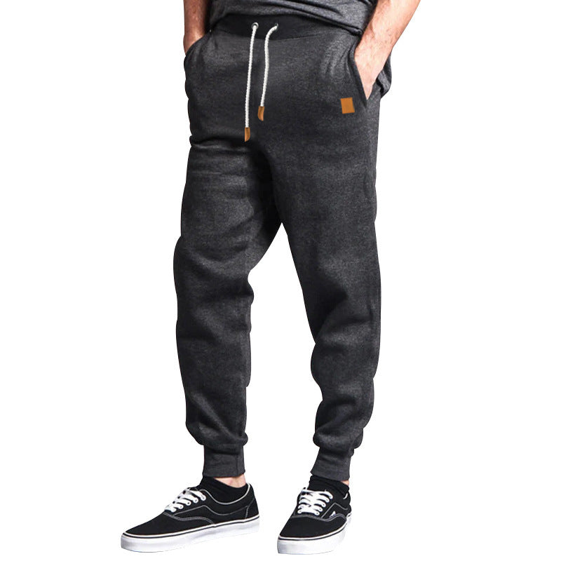 Men's Solid Color Drawstring Waist Fleece Sweatpants