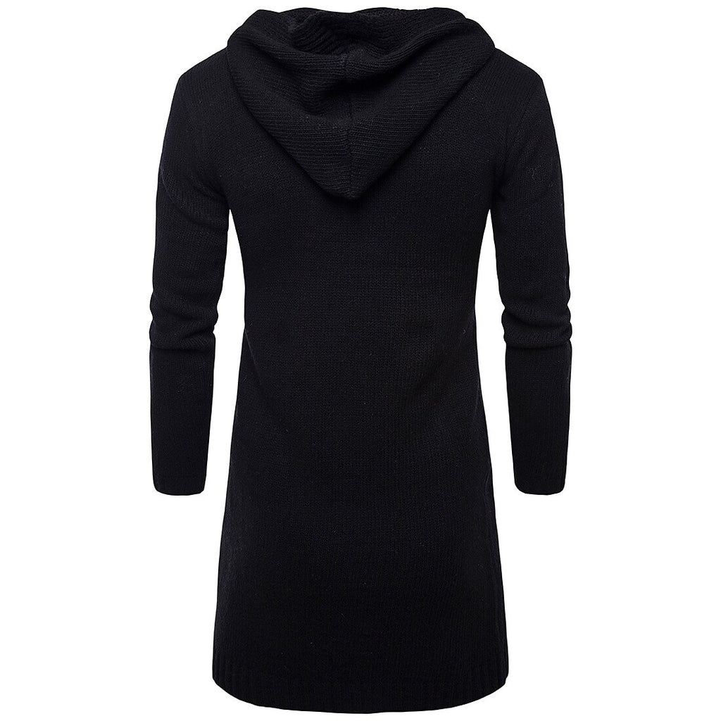 Men's Solid Color Hooded Long Sleeve Cardigans