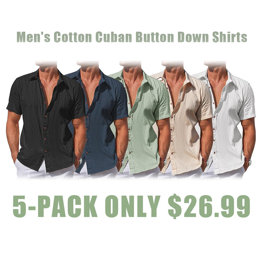 Men's Cotton Cuban Button Down Shirts