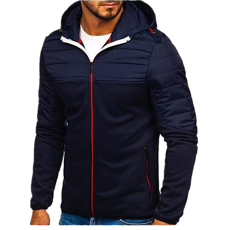 Men's Hooded Patchwork Padded Performance Jacket-C