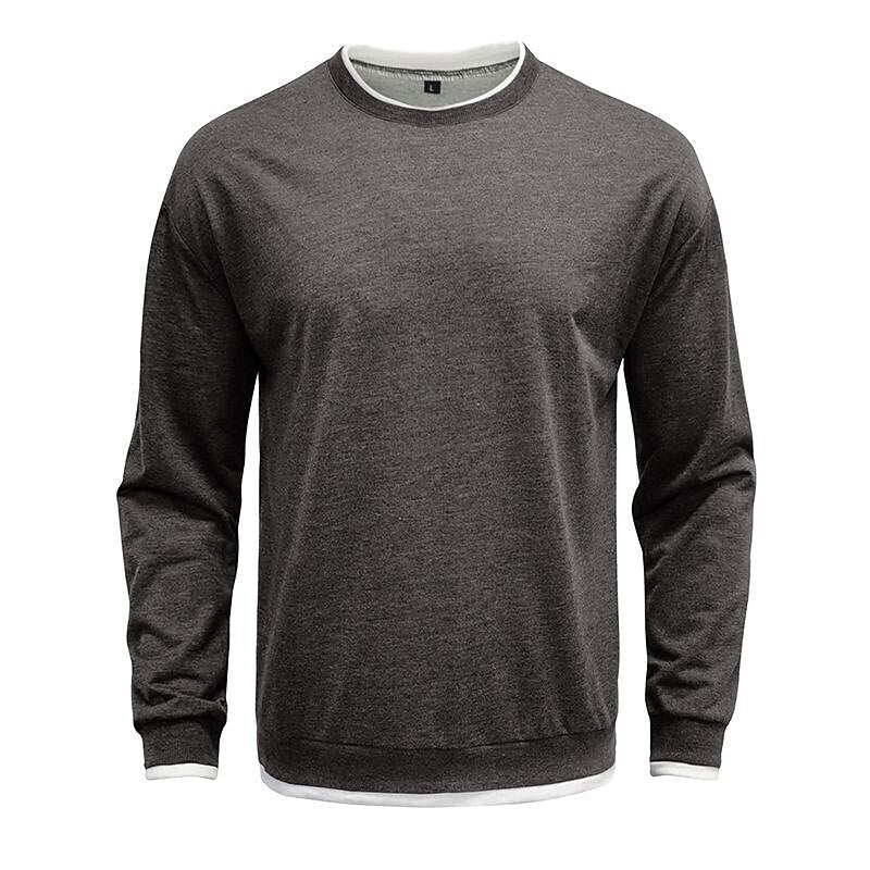 Men's Pullover Solid Color Patchwork Crew Neck Sweatshirts