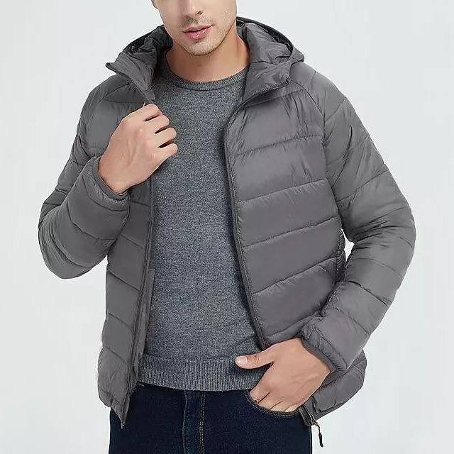 Men's Solid Color Hooded Lightweight Puffer Jacket