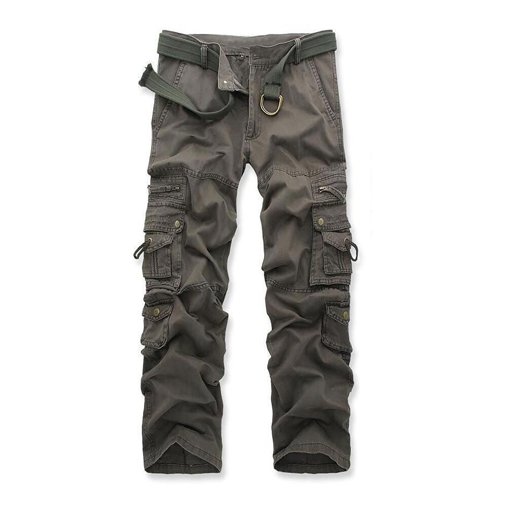 Men's Outdoor Vintage Washed Cotton Straight Multi-pocket Tactical Cargo Pants