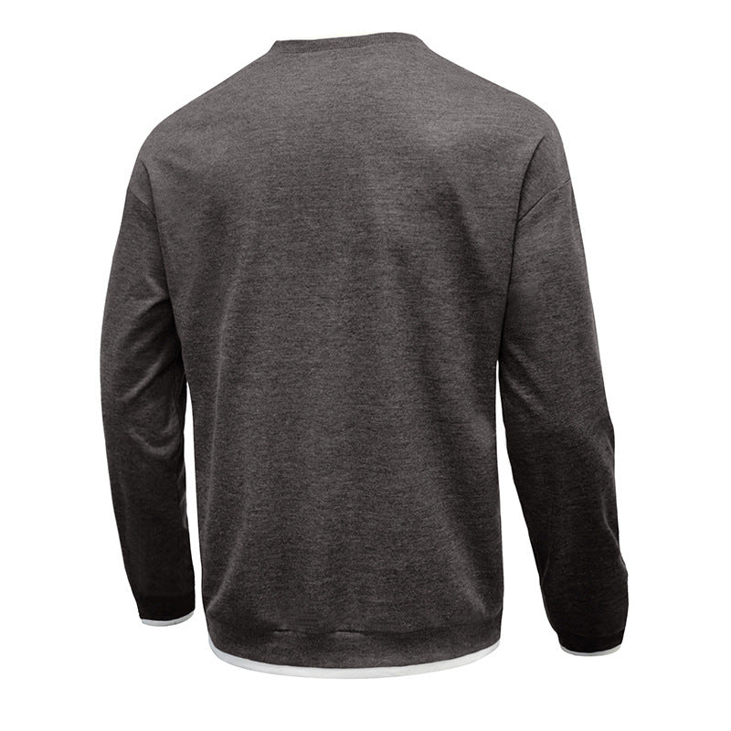 Men's Pullover Solid Color Patchwork Crew Neck Sweatshirts