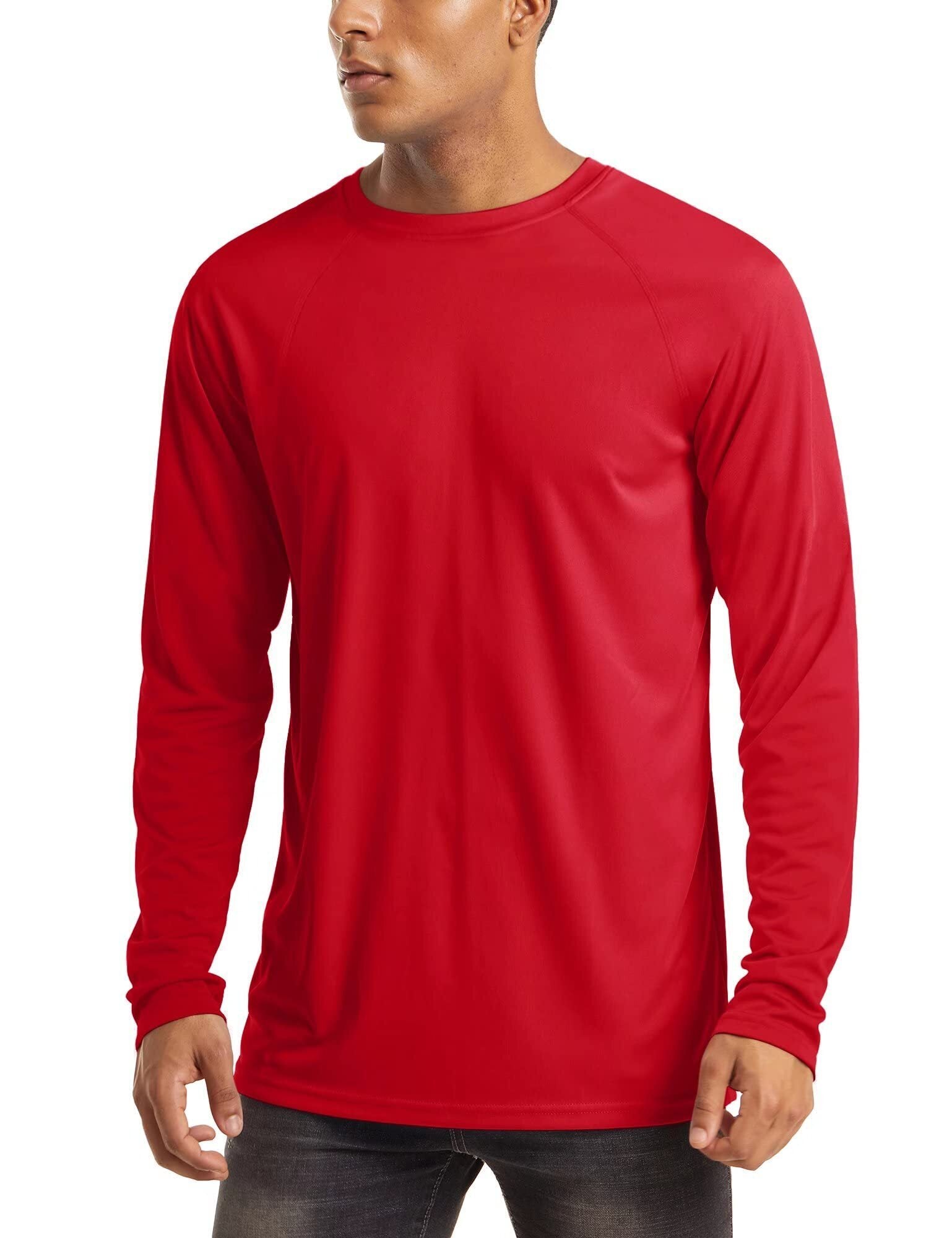 Men's Long Sleeve Shirts UPF 50+ UV Sun Protection Athletic Shirts for Hiking Running Workout Rash Guard