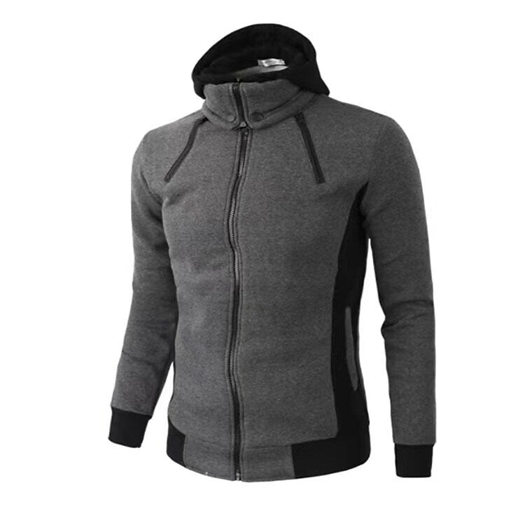 Men's High Collar Two Tone High Collar Windproof Hoodie