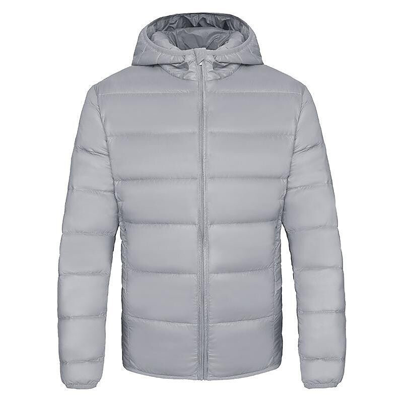 Men's Solid Color Hooded Lightweight Puffer Jacket