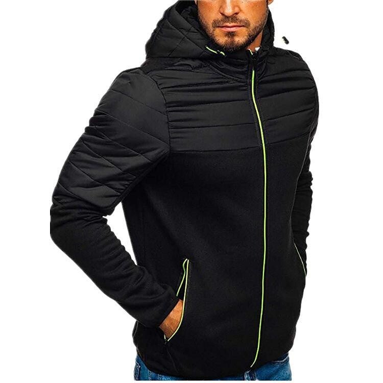 Men's Hooded Patchwork Padded Performance Jacket-C
