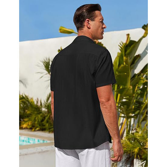 Men's Cotton Cuban Button Down Shirts