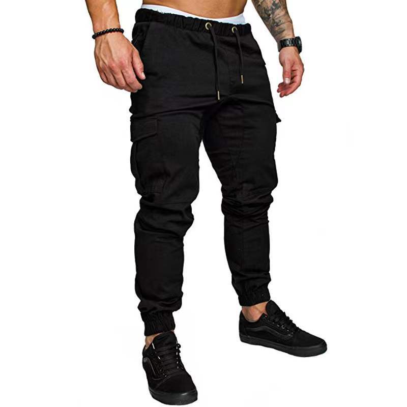 Men's Drawstring Waist Patch Pockets Detail Casual Cargo Pants